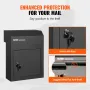 Through The Door Key Drop Box 30.5x15.2x40.6 cm Mailbox with 4.6cm 30.5cm Key Lock Black