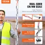 Aluminum Grade Rod, 5M Metric Telescopic Measuring Rod, Double-Sided Scale in CM/MM Leveling Rod Stick,Aluminum Alloy Survey Rod
