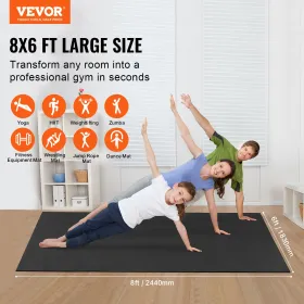 Øvelse Mat Non Slip Yoga Mat Gym Fitness Pilate Workout Mat (8x6ft)