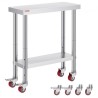 Stainless Steel Catering Work Table 30x12 Inch Commercial Kitchen Table with 4 Wheels Commercial Food Prep Workbench with