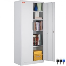 Metal Storage Cabinet, Steel Locking Storage Cabinet with 2 Magnetic Doors and 4 Adjustable Shelves, 71'' Metal Cabinet 200 lbs