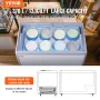 Commercial Ice Cream Display Case, 370 L Chest Freezer, Mobile Glass Top Deep Freezer, Restaurant Gelato Dipping Cabinet with 8 