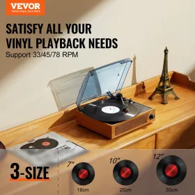 Bluetooth Vinyl Record Player 3-trins bælte drevet drejebord 3W-højttalere