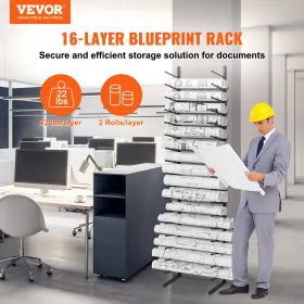 Blueprint Storage Rack lodret hængende plakat display rack 16-lags