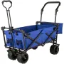 Collapsible Wagon with Canopy, 220lbs Foldable Wagon, Beach Wagon Cart with Big Wheels and Canopy with Adjustable Push Pulling H