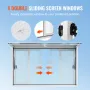 Concession Window 60"x36", Aluminum Alloy Food Truck Service Window with 4 Horizontal Sliding Windows & Awning Door & Drag Hook,