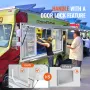 Concession Window 60"x36", Aluminum Alloy Food Truck Service Window with 4 Horizontal Sliding Windows & Awning Door & Drag Hook,
