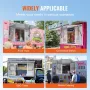 Concession Window 60"x36", Aluminum Alloy Food Truck Service Window with 4 Horizontal Sliding Windows & Awning Door & Drag Hook,