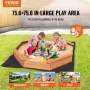 Træboks med dækket ottekantet sandkasse sand pit udendørs i