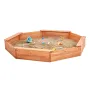 Wooden Sandbox with Cover, 75.6 x 75.6 x 9.1 in Octagonal Sand Box, Sand Pit with 4 Seating and Bottom Liner, Kids Sandbox for O