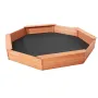 Wooden Sandbox with Cover, 75.6 x 75.6 x 9.1 in Octagonal Sand Box, Sand Pit with 4 Seating and Bottom Liner, Kids Sandbox for O