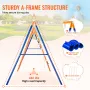 Swing Sets for Backyard, 6 in 1 Swing Set with 2 Swings, Trapeze Bar, Climbing Ladder, Climbing Net, and Basketball Hoop, 440lbs