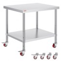 Stainless Steel Catering Work Table 30x36 Inch Commercial Kitchen Table with 4 Wheels Commercial Food Prep Workbench With