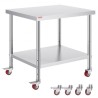 Stainless Steel Catering Work Table 30x36 Inch Commercial Kitchen Table with 4 Wheels Commercial Food Prep Workbench With