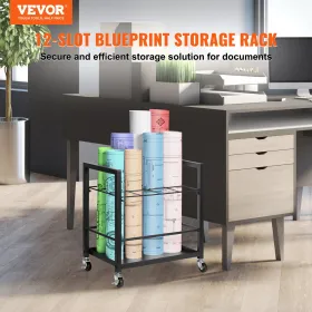 Blueprint Storage Rack 12 Slots Mobile Roll File Holder til