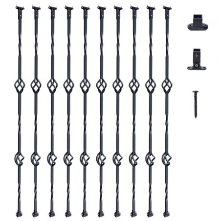 Trappetal Metal Balusters, 44 '' X 1/2 "Galvaniseret stål dekorative banisterspindler, 10 pakkedækbaluster med hul dobbelt