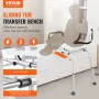 Sliding Tub Transfer Bench, Height Adjustable Bathtub Transfer Bench with Cut-Out Seat, Reversible Backrest & Safety Belt, Non-S
