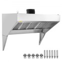 Commercial Exhaust Hood, 9FT Food Truck Hood Exhaust, 201 Stainless Steel Concession Trailer Hood with 4 Detachable U-shaped