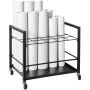 Blueprint Storage Rack, 20 Slots Blueprint Holder with Wheels, Mobile Metal Blueprint Storage Cart for Map Poster Architectural 