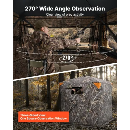 Jagtblind 270 ° Se gennem jordblind envejsnet for 2-3 personer