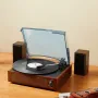 Vinyl Record Player, 3-Speed, Belt Driven Turntable Player with Built-in 5W Stereo Speakers Magnetic Cartridge, Support 33/45/78