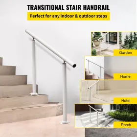Handrail Outdoor Stairs, 3ft, 34 Inch Outdoor Handrail White Outdoor Stair Railing Adjustable from 0 to 60 Degrees Handrail for