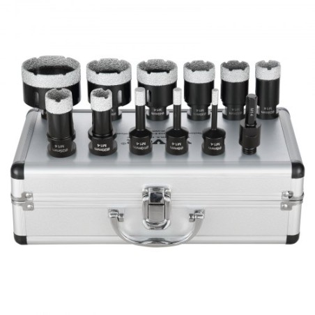 Diamond Core Drill Bit Set, 11 pcs 6/8/10/20/28/28/32/35/45/50/65 mm Diamond Hole Saw Kit, med M14 Connector and Storage Case
