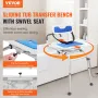 Sliding Tub Transfer Bench with 360 Degree Swivel Seat, Height Adjustable Bathtub Transfer Bench with Armrest & Safety Belt, Non