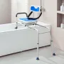 Sliding Tub Transfer Bench with 360 Degree Swivel Seat, Height Adjustable Bathtub Transfer Bench with Armrest & Safety Belt, Non