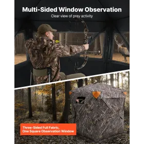Hunting Blind, 270° Ground Blind, 1-2 Person Pop Up Deer Blind for Hunting with Carrying Bag, Portable Resilient Hunting Tent, 3