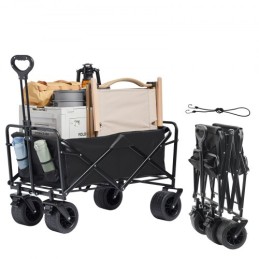 Collapsible Folding Wagon, 3 cu.ft Beach Wagon Cart with All-Terrain Wheels, Heavy Duty Folding Wagon Cart 350 lbs Weight
