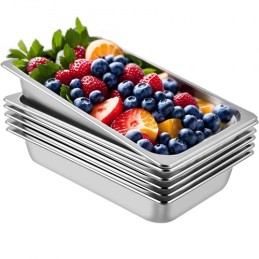 6 Pack Steam Table Pans 20.9 x 12.8 x 3.9 Inch Deep Steam Table Pan Full Size 13L Deep Food Container Stainless Steel Oven Tray