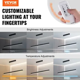 Dimmable Linear Pendant Light 20W 47in LED Linear Light Fixture Remote Control