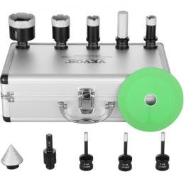 Diamond Core Drill Bit Set, 7 PCS 6/6/6/20/25/35/50mm Diamond Hole Saw Kit, with Finger Milling Bit Cone Bit Saw Blade and