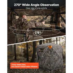 Hunting Blind 270Â° See Through Ground Blind One-Way Mesh for 1-2 Person