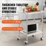 Stainless Steel Work Table 24 x 30 x 38 Inch, with 4 Wheels, 3 Adjustable Height Levels, Heavy Duty Food Prep Worktable for Comm