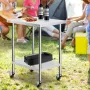 Stainless Steel Work Table 24 x 30 x 38 Inch, with 4 Wheels, 3 Adjustable Height Levels, Heavy Duty Food Prep Worktable for Comm