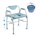 Commode Chair, Bedside Commode with Drop-Down Arms and Detachable Backrest, 5-Level Adjustable Height, 7L Removable Bucket,