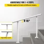 Handrail Outdoor Stairs, 4ft, 34 Inch Outdoor Handrail White Outdoor Stair Railing Adjustable from 0 to 60 Degrees Handrail for 