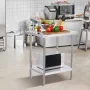 Stainless Steel Prep Table, 24 x 30 x 34 Inch, Heavy Duty Metal Worktable with 3 Adjustable Height Levels, Commercial Workstatio