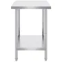 Stainless Steel Prep Table, 24 x 30 x 34 Inch, Heavy Duty Metal Worktable with 3 Adjustable Height Levels, Commercial Workstatio