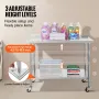 24 x 48 x 40 Inch Stainless Steel Work Table, Commercial Food Prep Worktable with Casters, Heavy Duty Prep Worktable, Metal Work