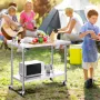 24 x 48 x 40 Inch Stainless Steel Work Table, Commercial Food Prep Worktable with Casters, Heavy Duty Prep Worktable, Metal Work
