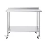 24 x 48 x 40 Inch Stainless Steel Work Table, Commercial Food Prep Worktable with Casters, Heavy Duty Prep Worktable, Metal Work