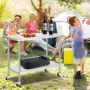 Stainless Steel Work Table 24 x 48 x 38 Inch, with 4 Wheels, 3 Adjustable Height Levels, Heavy Duty Food Prep Worktable for Comm