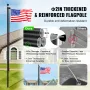 20FT Detachable Flagpole Kit, Heavy Duty Aluminum Alloy Flag Pole Kit in Ground for Outdoor, 3 Display Modes Flagpole with Profe