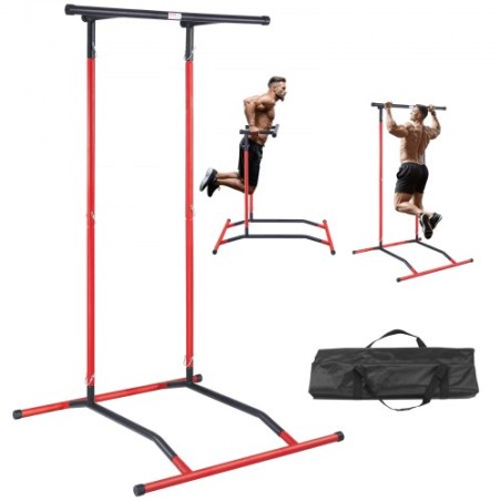 Power Tower Dip Station 2-Level Height Adjustable Pull Up Bar Stand 220LBS