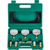 Hydraulic Pressure Test Kit, 250/400/600bar, 3 Gauges 6 Test Couplings 3 Test Hoses, Excavator Hydraulic Test Gauge Set with