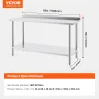 24 x 60 x 36 Inch Stainless Steel Work Table, Commercial Food Prep Worktable Heavy Duty Prep Worktable, Metal Work Table with Ad