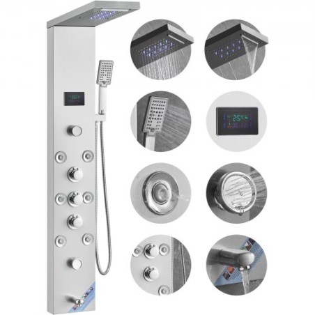 Shower Panel Tower System 6 Modes Hydroelectricity LED Stainless Steel